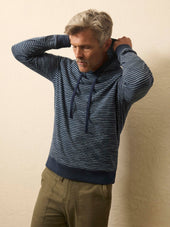 Sunwashed Organic Hoodie - Navy Stream Stripe