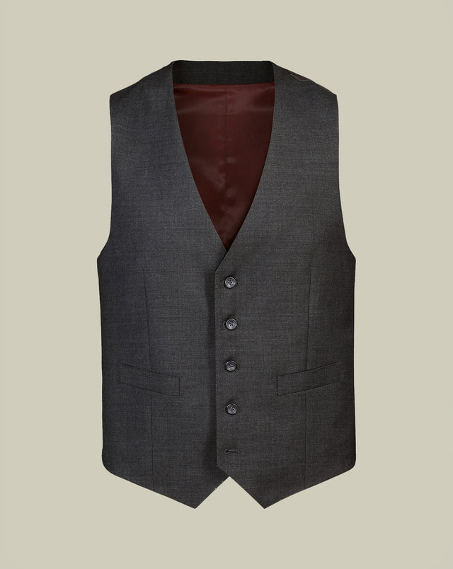 Natural Stretch Twill Vest - Charcoal