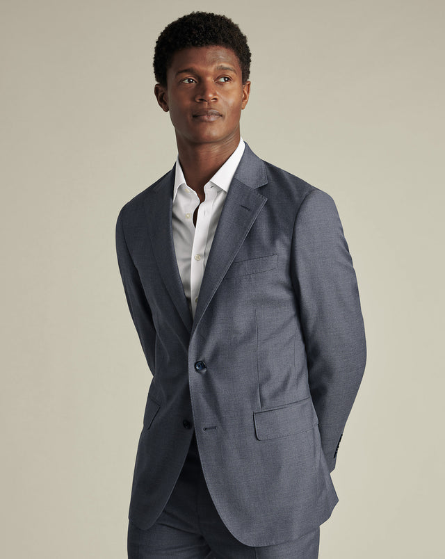Natural Stretch Twill Suit Jacket - Airforce Blue