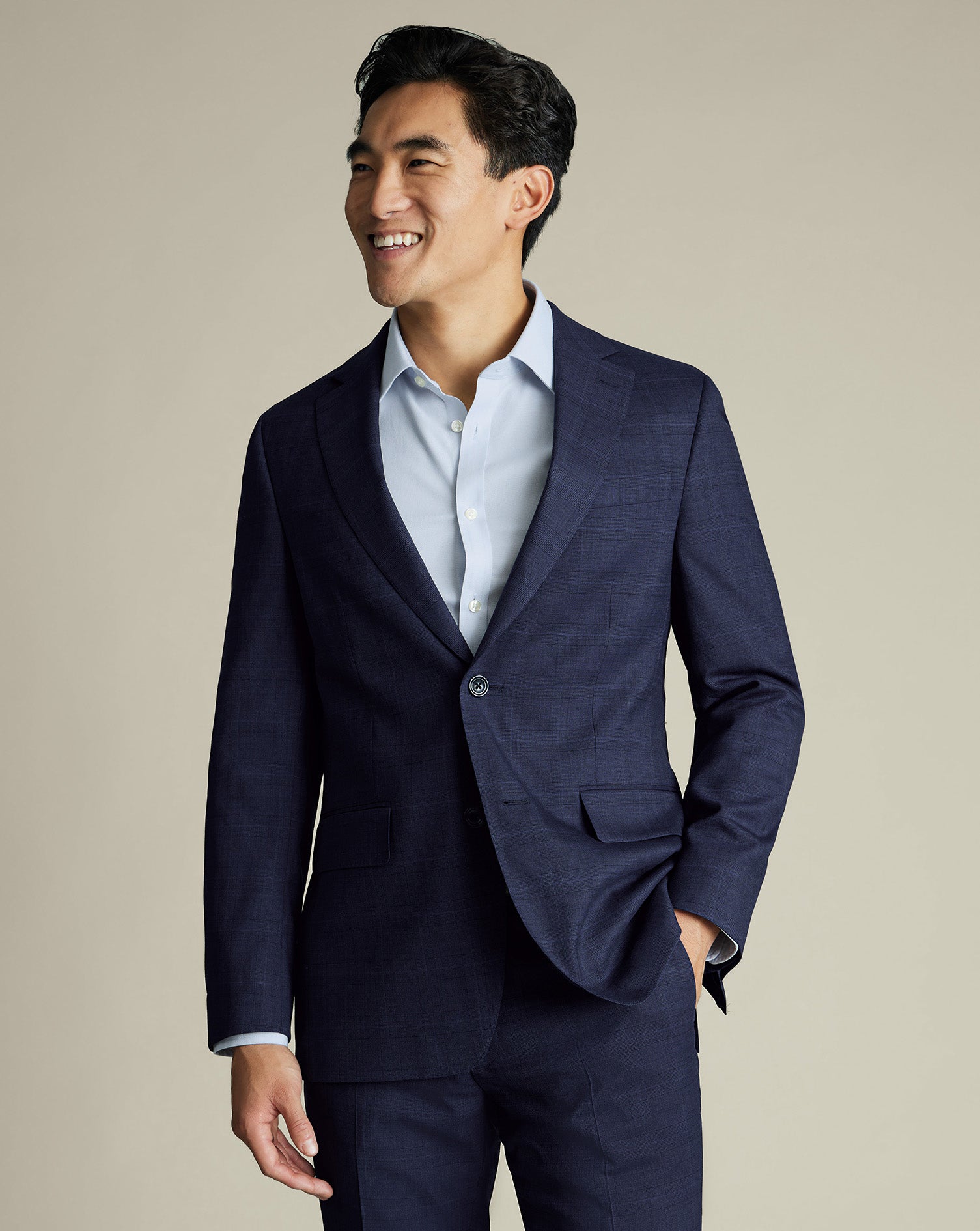 Check Suit Jacket Ink Blue