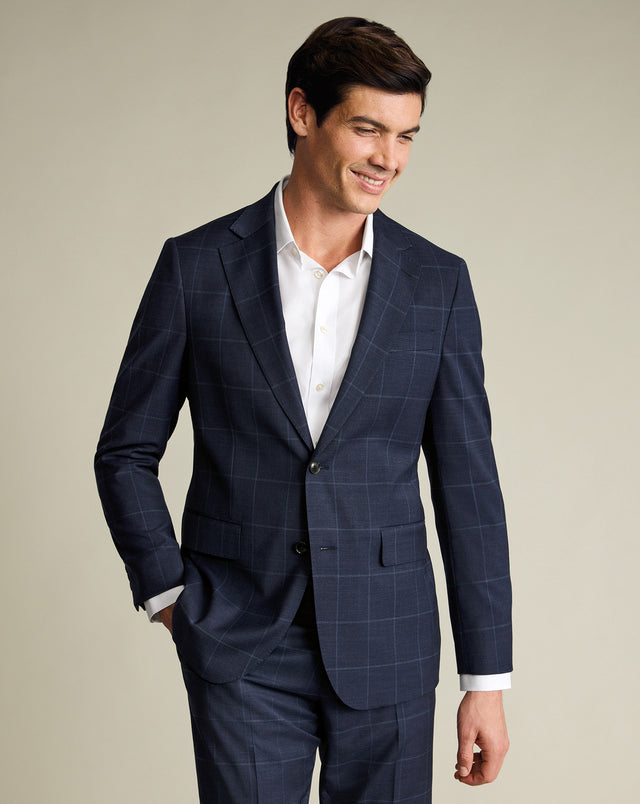 Windowpane Suit Jacket – Indigo Blue
