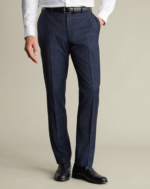 Windowpane Suit Pants – Indigo Blue