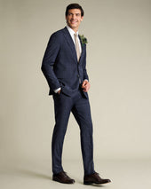 Windowpane Check Suit Blue