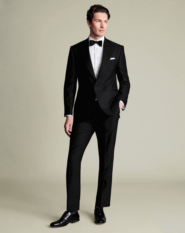 Peak Lapel Tuxedo Dinner Suit - Black