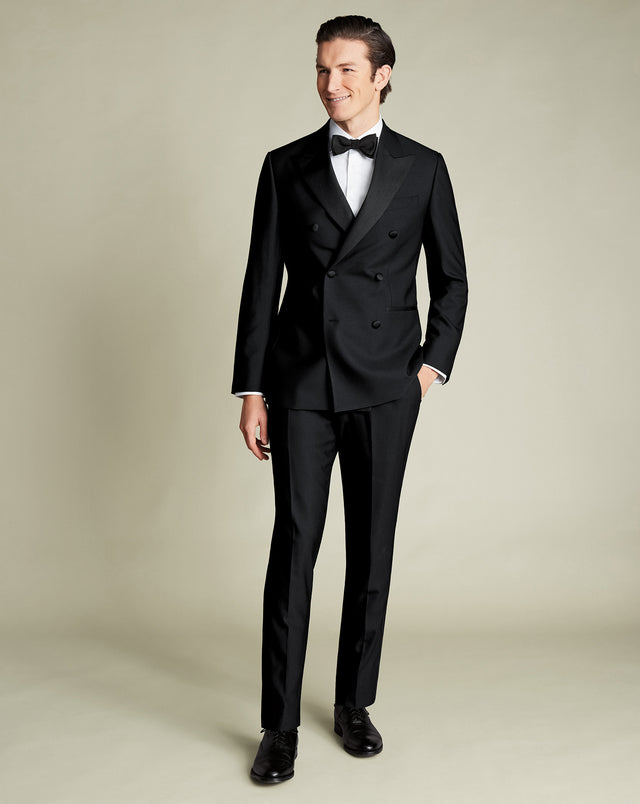 Double Breasted Tuxedo Jacket - Black