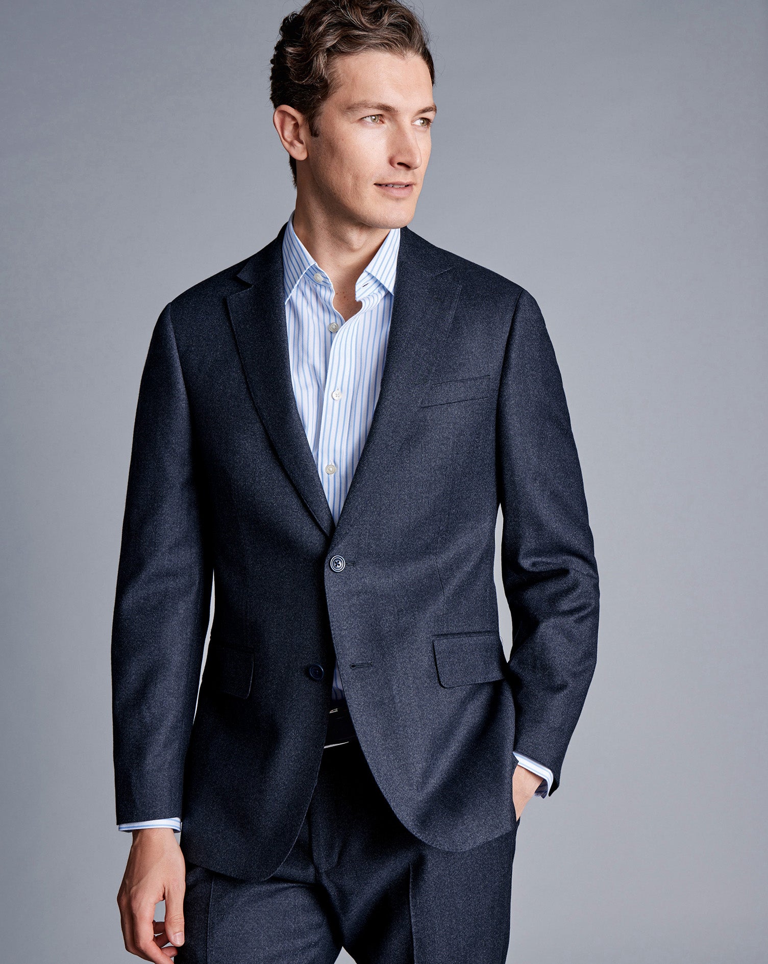 Italian Pindot Suit Jacket Blue