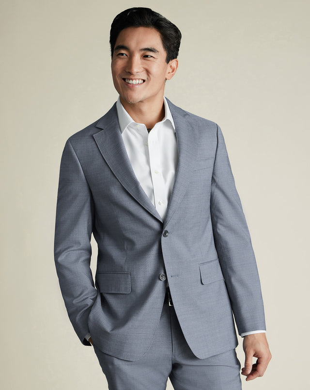 Italian Puppytooth Suit Jacket - Airforce Blue