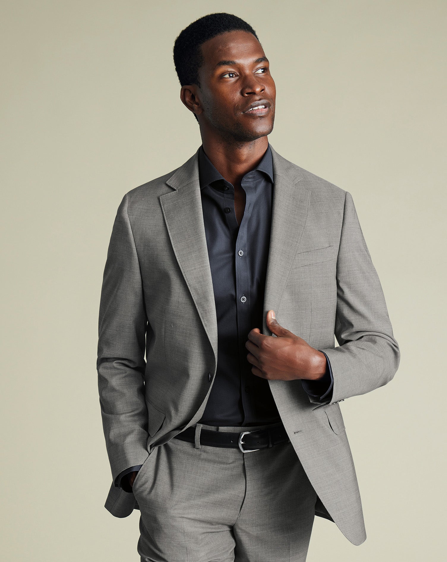 Italian Puppytooth Suit Jacket Grey