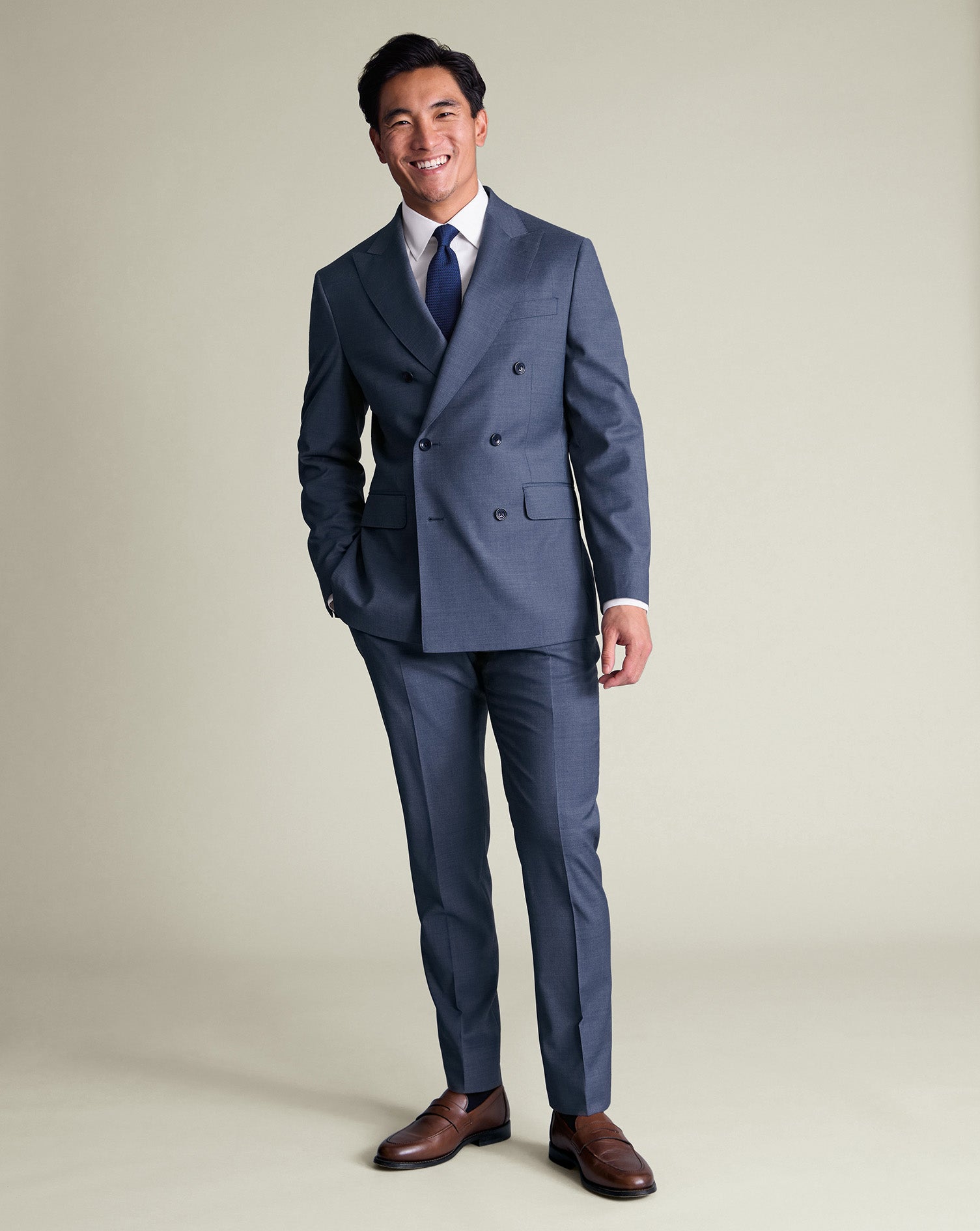 Double Breasted Italian Suit Blue