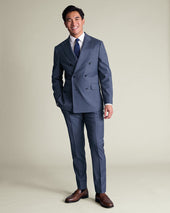 Double Breasted Italian Suit Jacket Blue
