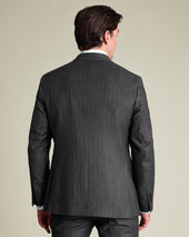 Italian Flannel Stripe Suit Jacket Grey