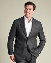 Italian Flannel Stripe Suit Grey