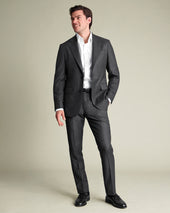 Italian Flannel Stripe Suit - Charcoal Grey