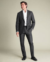 Italian Flannel Stripe Suit Jacket Grey