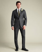 Italian Flannel Stripe Suit Grey