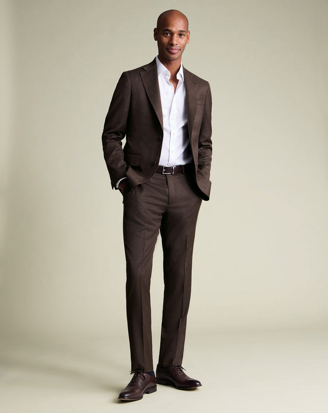 Italian Flannel Suit Jacket - Chocolate Brown