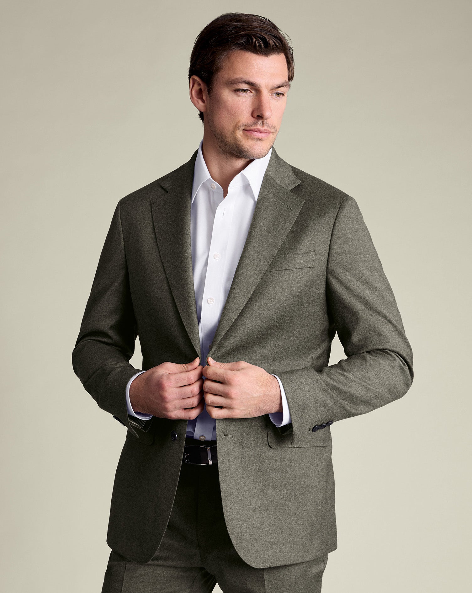 Italian Flannel Suit Jacket Green