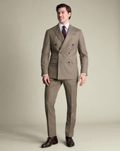 Double Breasted Italian Flannel Suit - Taupe