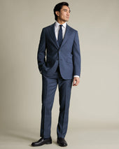 Italian Check Suit - Steel Blue