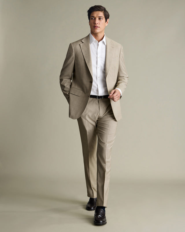 Italian Puppytooth Suit - Taupe