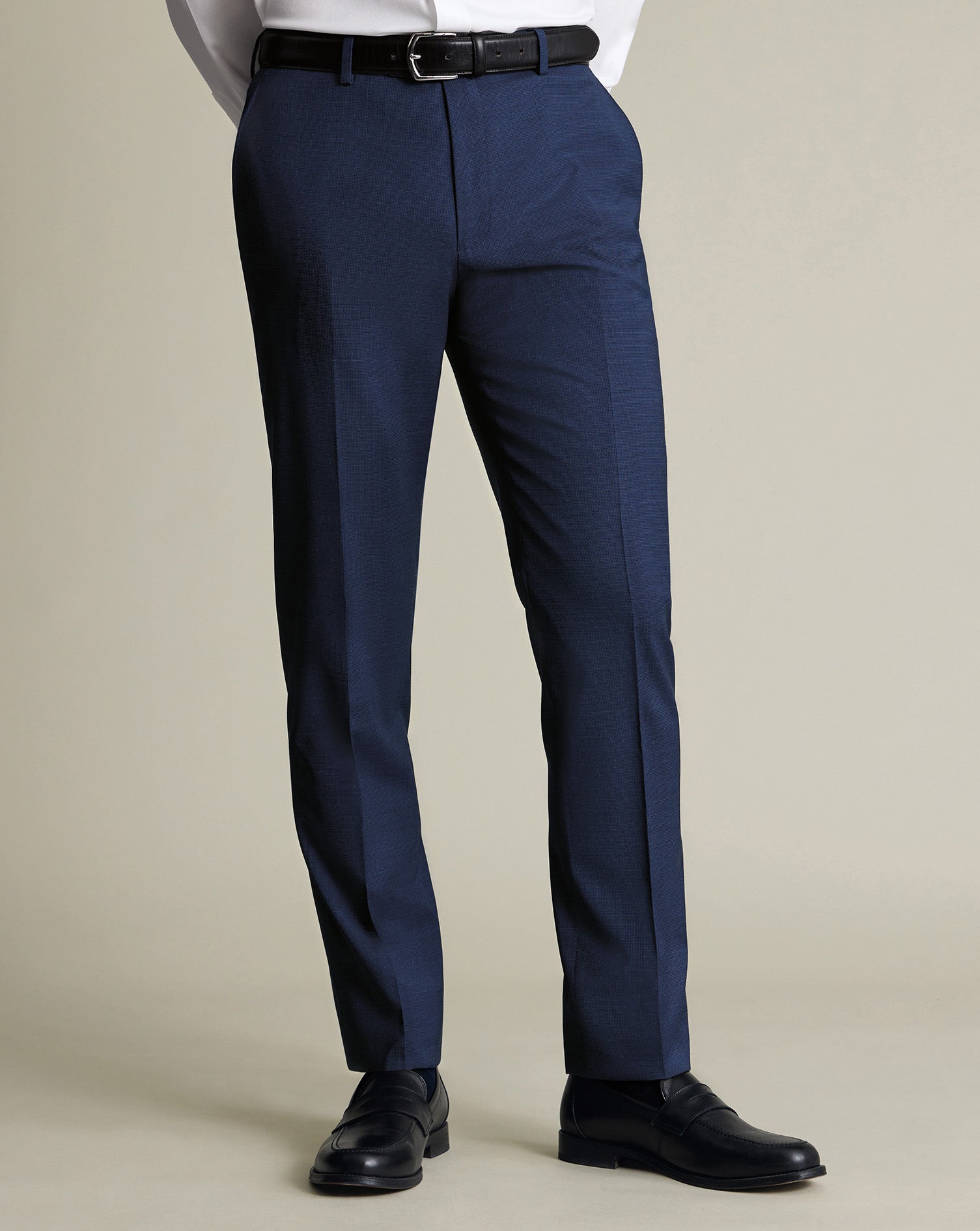 Italian Puppytooth Suit Pants Ink Blue