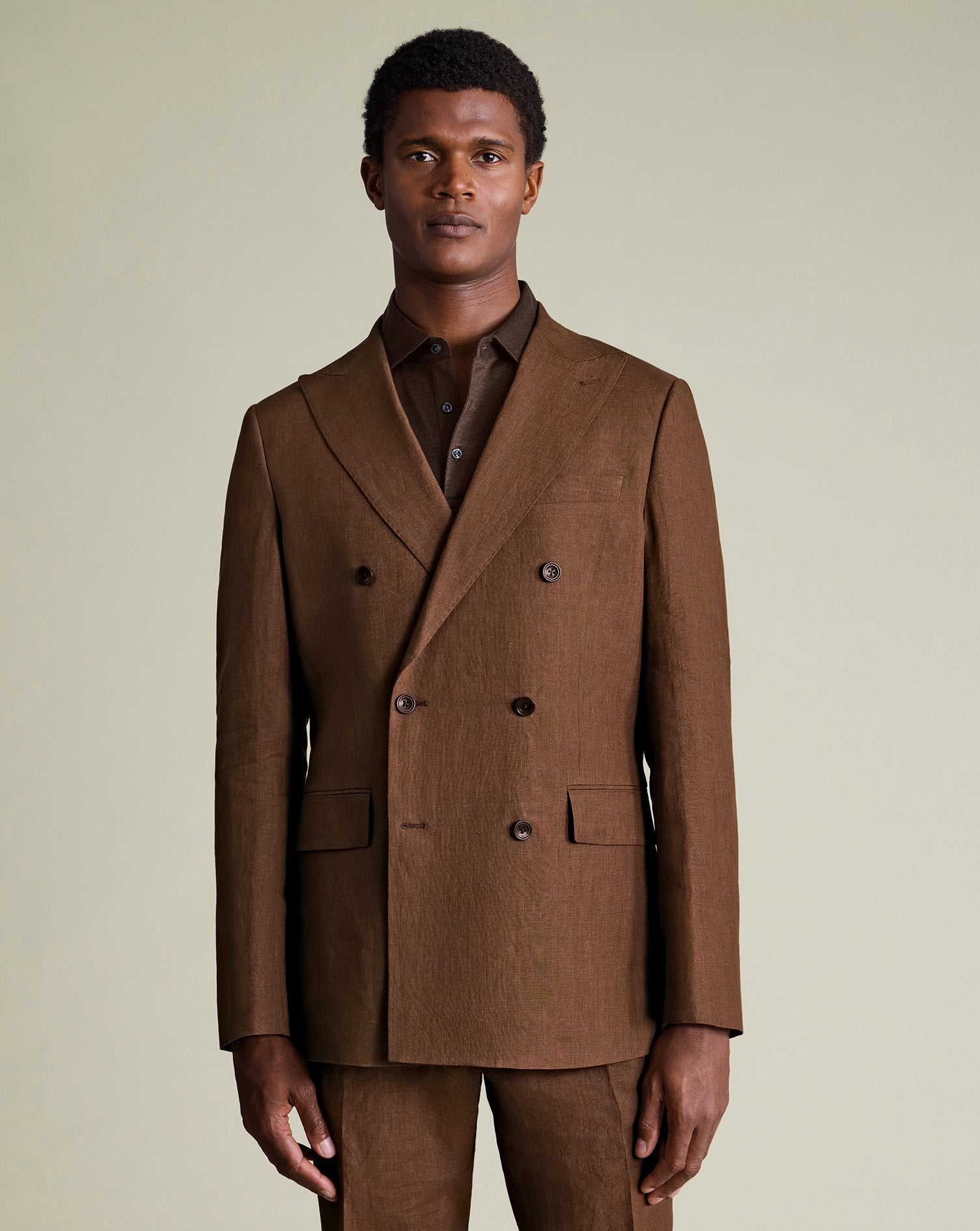 Double Breasted Pure Linen Jacket