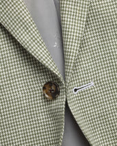 Pure Linen Puppytooth Jacket Green