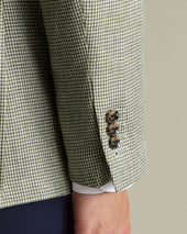 Pure Linen Puppytooth Jacket Green
