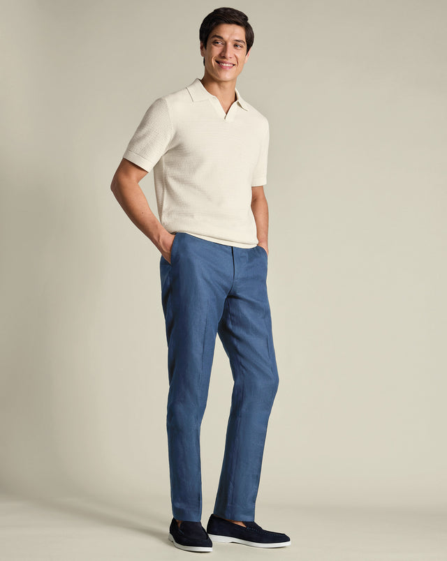 Pure Linen Pants - Denim Blue