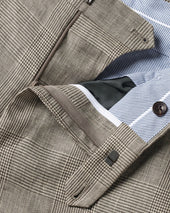 Pure Linen Check Pants Mocha