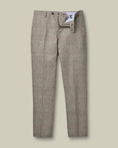 Pure Linen Check Pants Mocha
