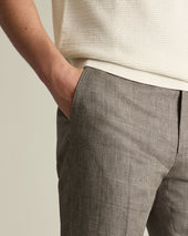 Pure Linen Check Pants Mocha