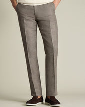 Pure Linen Check Pants Mocha