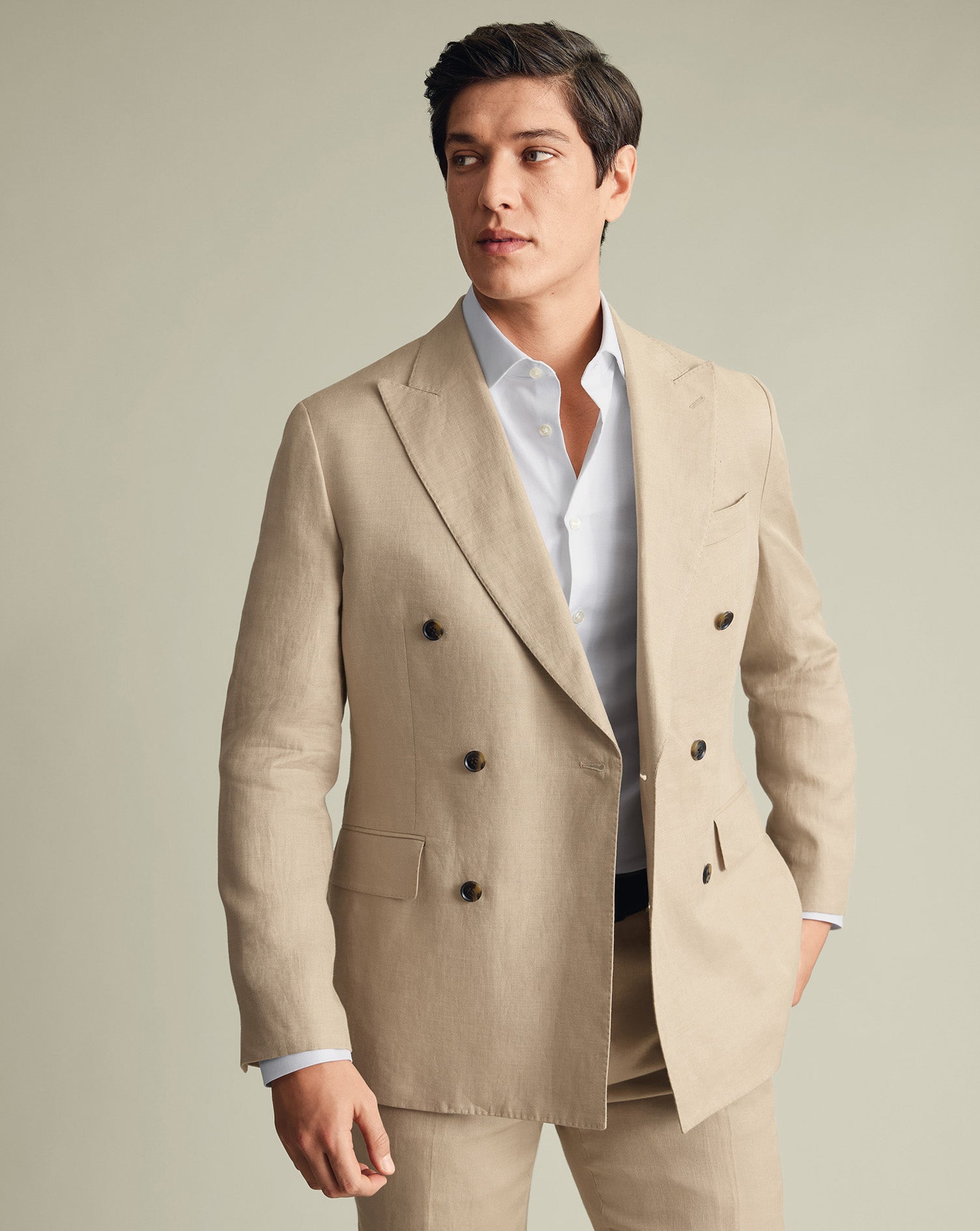 Double Breasted Pure Linen Jacket