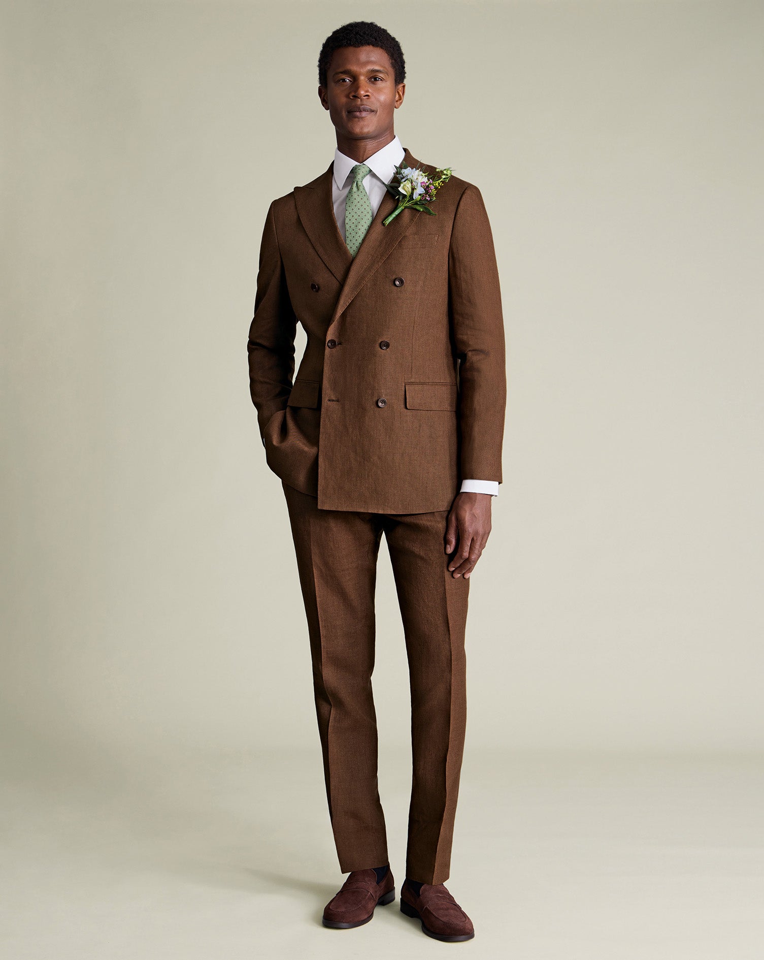 Double Breasted Pure Linen Suit