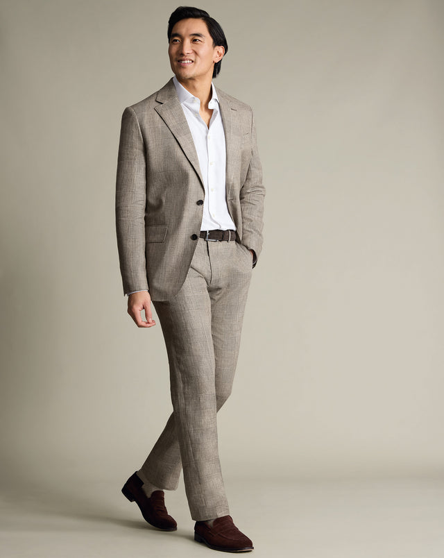 Linen Check Suit - Mocha
