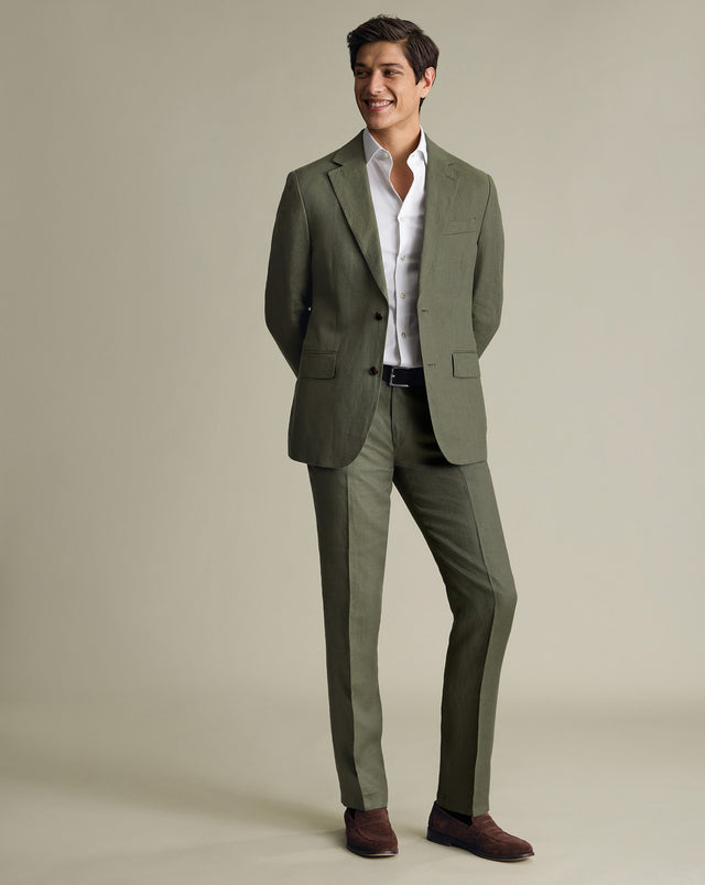 Linen Suit - Olive Green