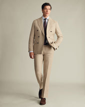 Double Breasted Linen Suit - Taupe
