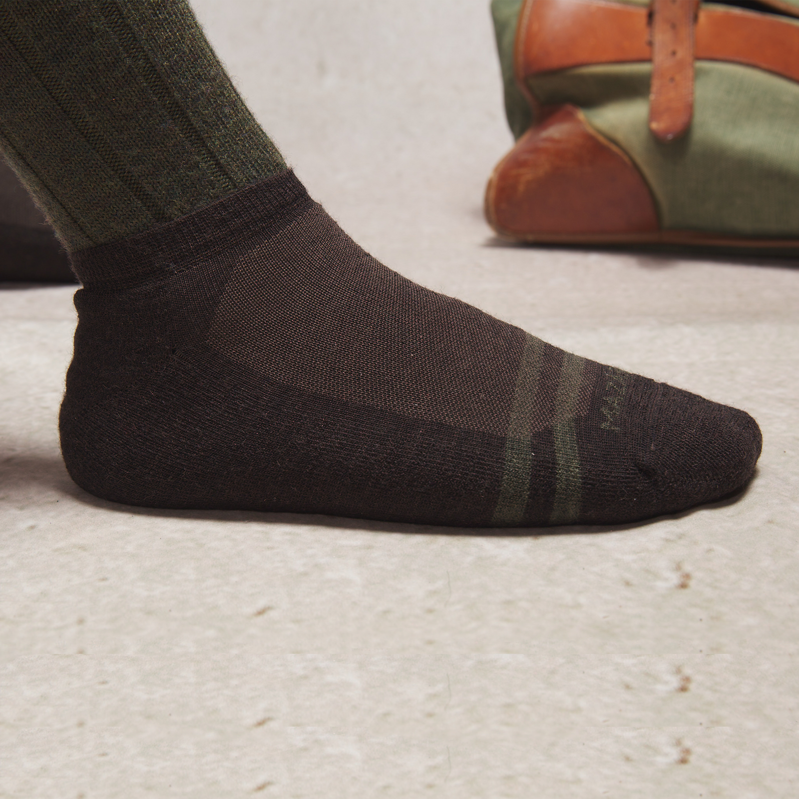 Surchaussettes Marron Vert Cheville Laine