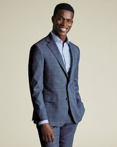 Ultimate Performance Check Suit Jacket - Steel Blue