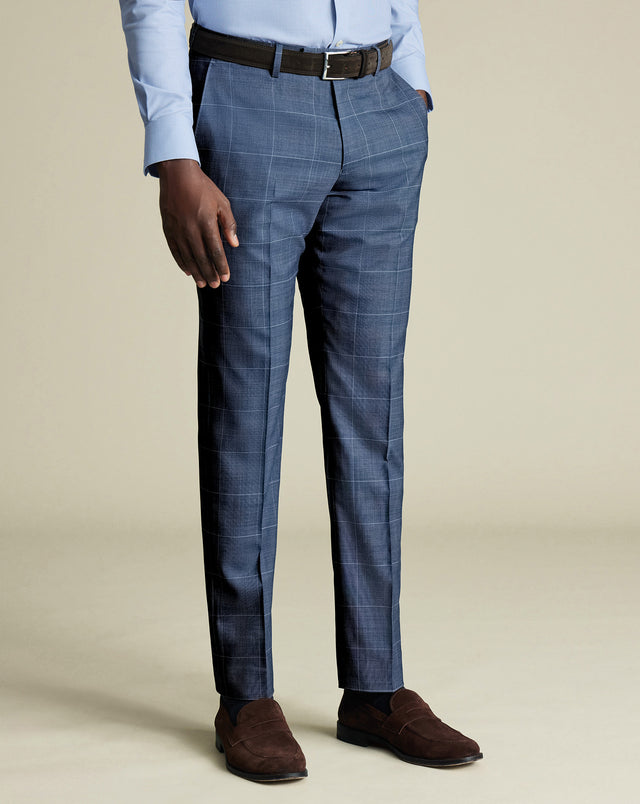 Ultimate Performance Check Suit Pants - Steel Blue