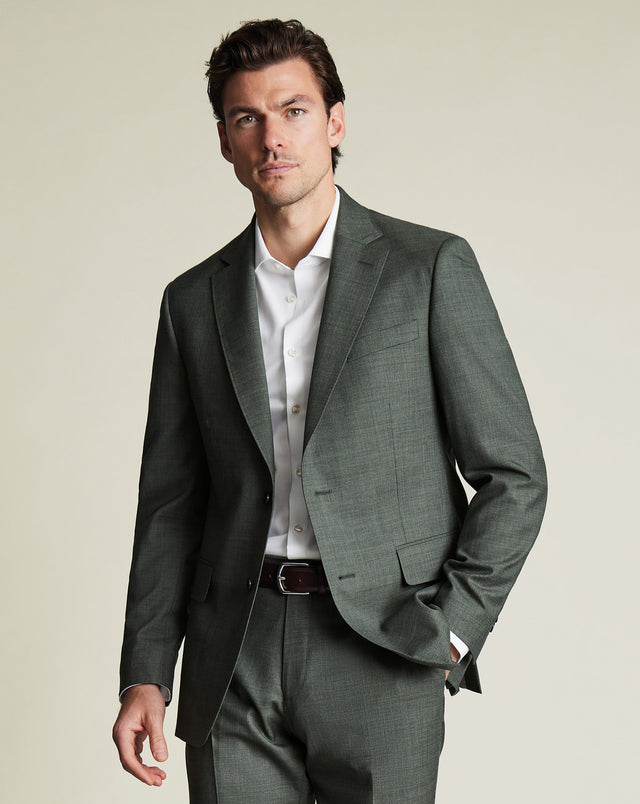 Ultimate Performance Sharkskin Suit Jacket - Forest Green