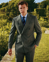 Double Breasted Ultimate Performance Sharkskin Suit Jacket - Forest Green