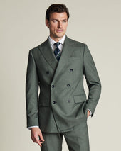 Double Breasted Ultimate Performance Sharkskin Suit Jacket Green