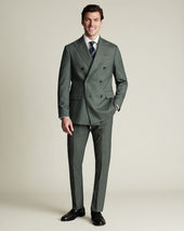 Double Breasted Ultimate Performance Sharkskin Suit Jacket Green