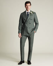 Double Breasted Ultimate Performance Sharkskin Suit Green
