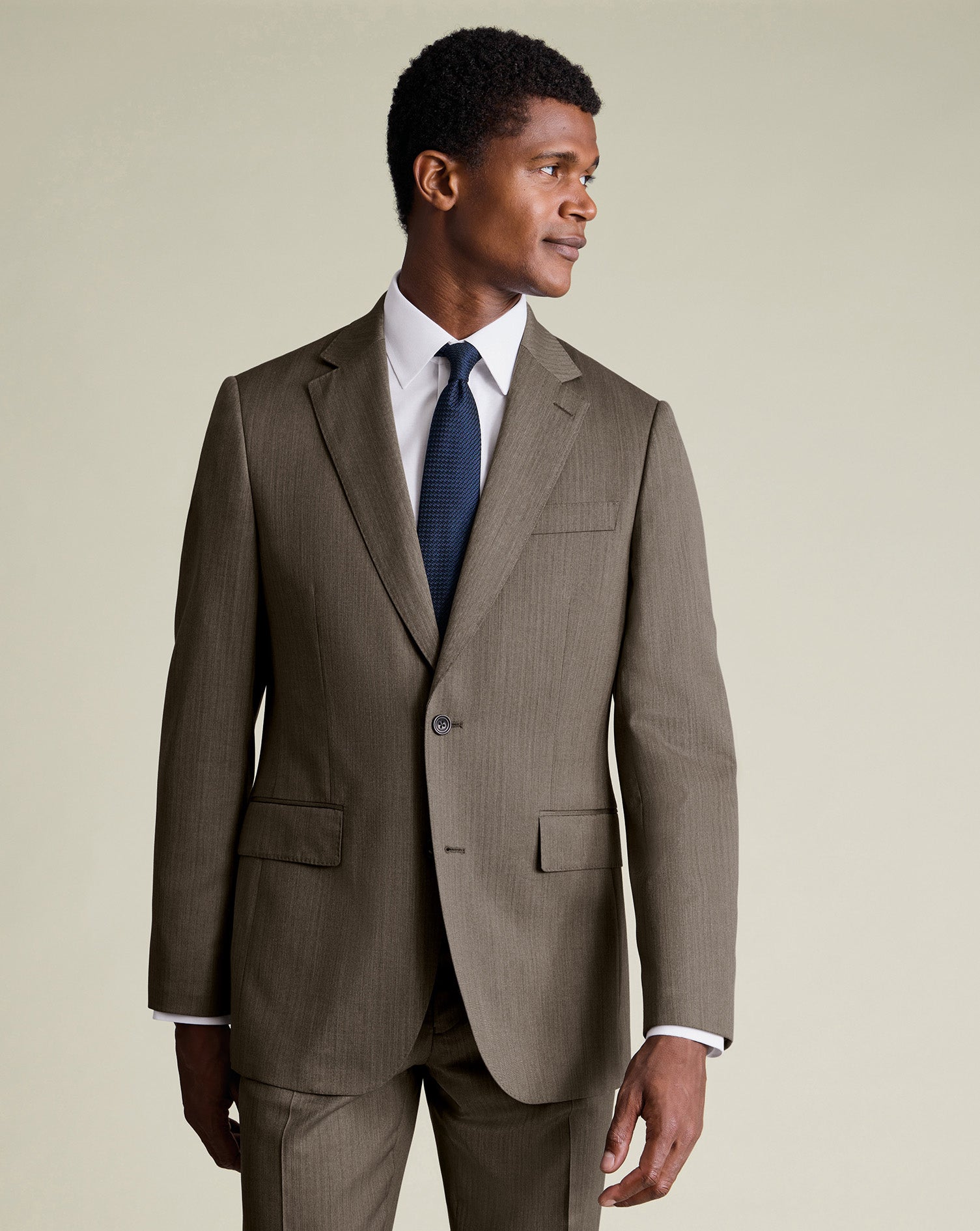 Ultimate Performance Herringbone Suit Jacket Mocha