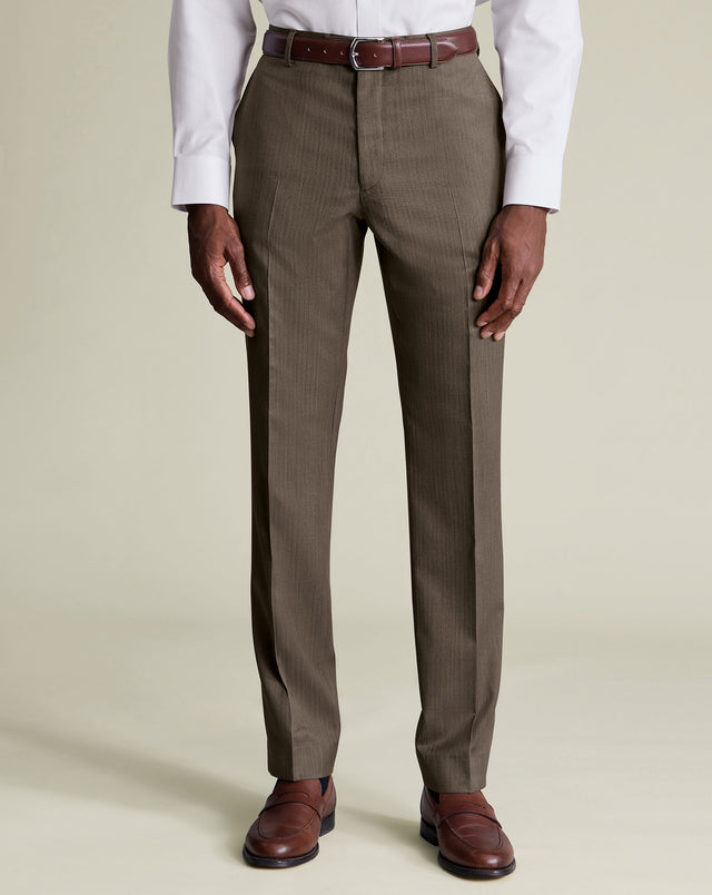 Ultimate Performance Herringbone Suit Pants - Mocha