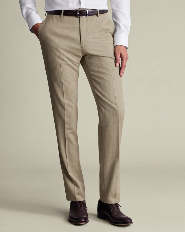 Ultimate Performance Herringbone Suit Pants - Stone