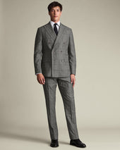 Double Breasted Ultimate Performance Check Suit Jacket Grey
